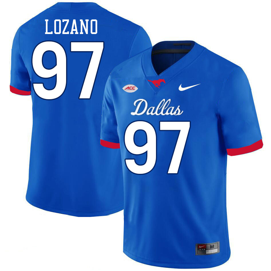 SMU Mustangs #97 Gabriel Lozano Jersey College Football Uniforms-Dallas Royal